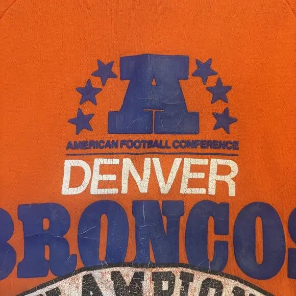 Champions Sweatshirt Mens Size Medium Orange Denver Broncos NFL Football AFC Vtg